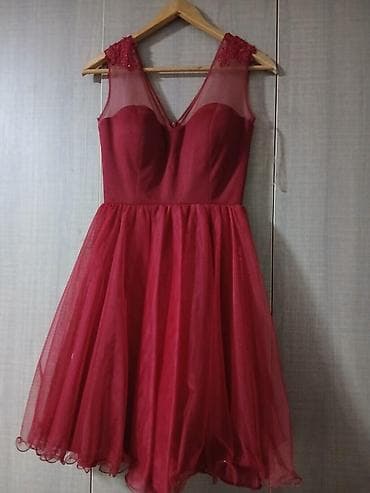 nike top: Elegantna bordo koktel haljina bez rukava - Kroj: A-linija sa punim — 1