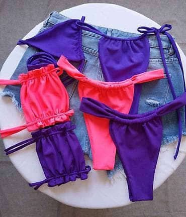 kupujem razno: Dvodelni kupaći kostimi – neon pink i ljubičasti - Model: bikini sa — 3