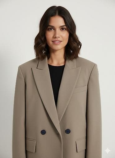 Sakoi: Ženski sako – oversized kroj, bež/peščana boja - Krojenje: ravna — 1