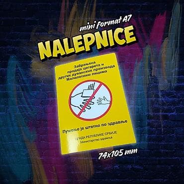 iznajmljivanje stolica i stolova: Nalepnice zabranjena prodaja cigareta maloletnim osobama,malih — 1