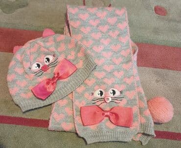 guess kape: Beanie, Scarf, For girls, color - Grey — 1
