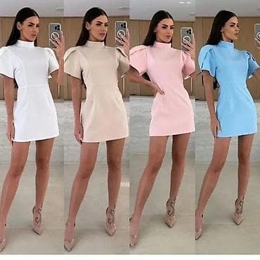 Elegantna mini haljina sa puf rukavima i visokim okovratnikom - Kroj