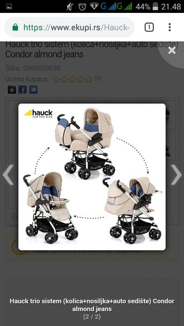 pidzame za decu iz jednog dela: Hauck trio sistem (kolica+nosiljka+auto sedište) Condor almond jeans — 4