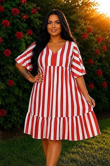 moda beograd haljine: 08. 💥Haljina za punije ✨Pruge koje nikad ne izlaze iz mode 💥2XL 3XL — 2