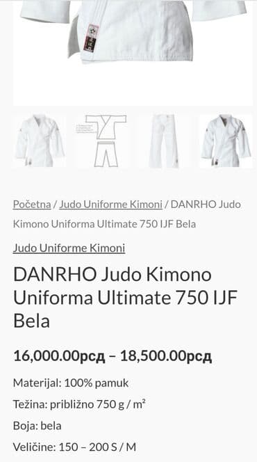 Kids' Clothes: DANRHO Judo Kimono Uniforma Ultimate 750 IJF Bela. Kimono i donji deo — 5