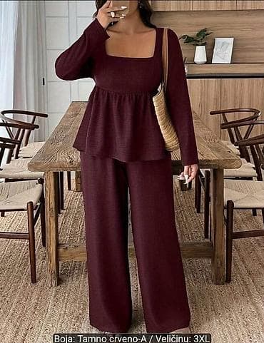 nova torba: Dvoset – bluza i pantalone, boja: tamno crveno-A, veličina: 3XL - — 1