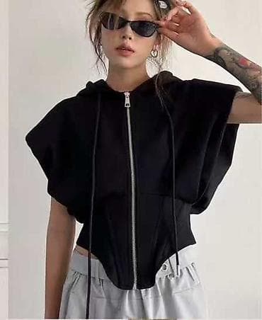 plasticna trska: ✅Crna ženska bezrukavna dukserica sa kapuljačom – 
✅2000 din — 1