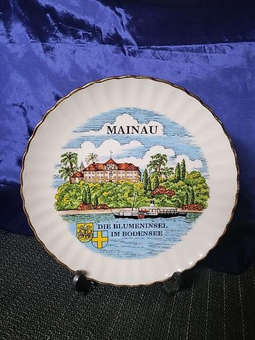 Tanjir za zid Klajber porcelan Bavarija rucni rad sa 22- om pozlatom