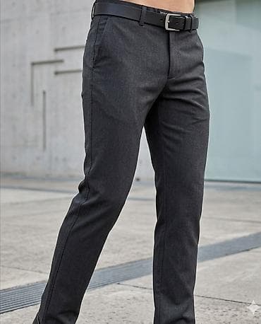 mona muske pantalone: Muške pantalone – tamnosiva boja, moderan kroj - Elegantne chino — 1