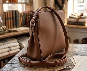 torba victoria secret: Kožna crossbody/ramena torba – klasičan model u toploj braon boji - — 1