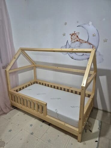 dobos za decu: Dečiji krevet u obliku kućice od punog drveta. - Materijal: masivno — 6