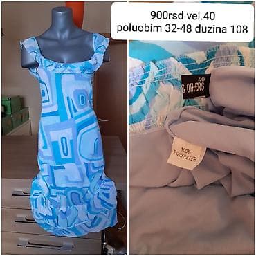 Haljina bez rukava sa volanom na izrezu i pri dnu, geometrijski print