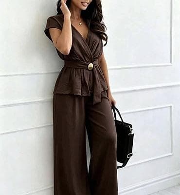 kupi lil solid 2.0 crna gora: Damski komplet – bluza i pantalone širokih nogavica. - Gornji deo — 3