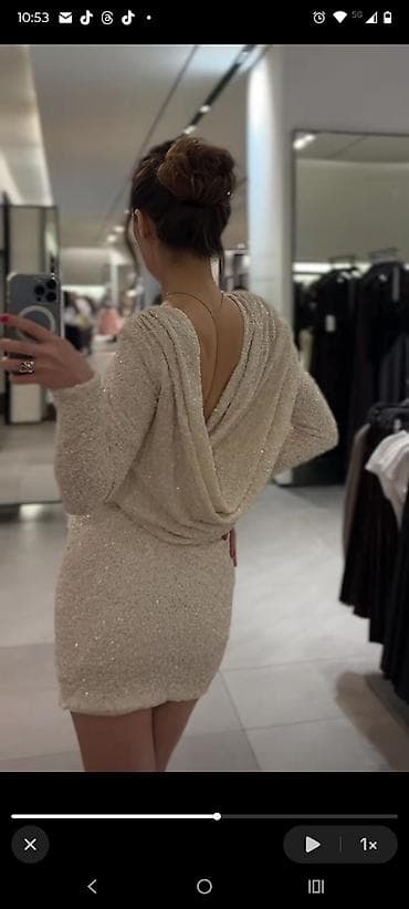 pertle za cipele: ZARA mini haljina sa šljokicama - Model: kratka, pripijena silueta — 4