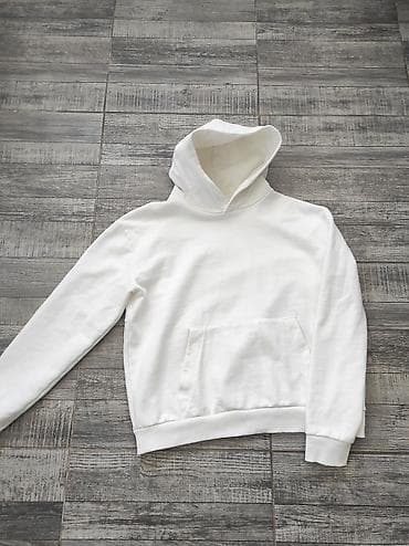 Muška odeća: Bela dukserica s kapuljačom – unisex, minimalistički dizajn.Kao nova — 2