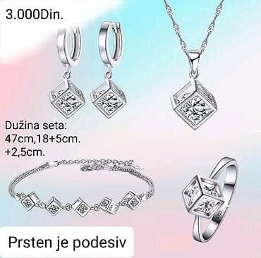 van cleef ogrlica cena: Posreberni set nakita sa kockastim kristalima – komplet: minđuše — 1