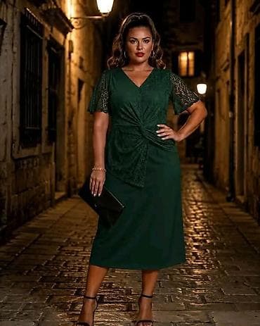 cipkasti donji ves prodaja: Elegantna midi haljina sa čipkastim gornjim delom i rukavima 3/4. - — 6