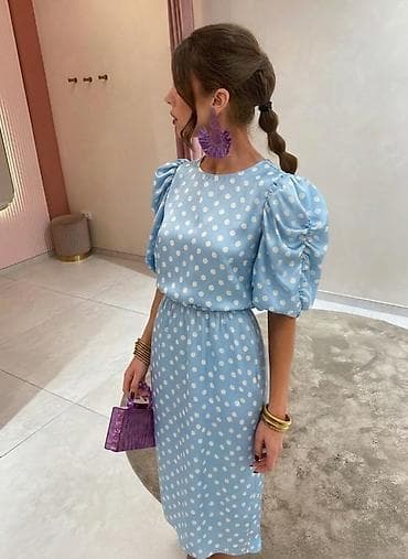 Haljine: 💫Elegantna midi haljina sa puf rukavima
✅2600 din — 2