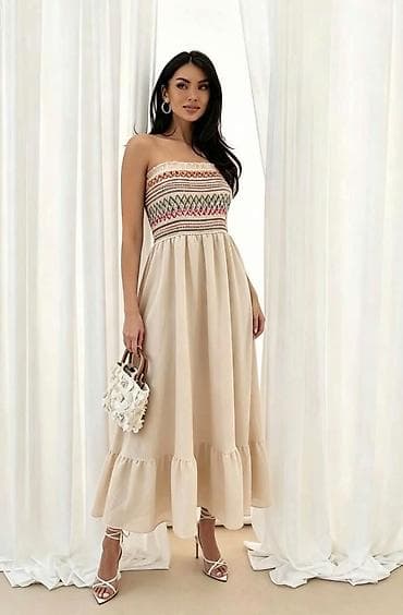 haljine od frotira: Haljina maxi haljina top bez bretela sarena. Kroj: gornji deo — 1