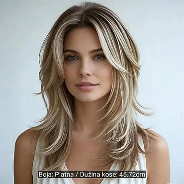 torbe doca: Slojevita perika srednje dužine – boja: platina, dužina: 45,72 cm (18 — 2