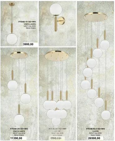 sofa od bele kože: Jačina: Max. 40W Tip grla: 8xE27 Napon: 220-240v Boja: Zlatna+Bela — 1