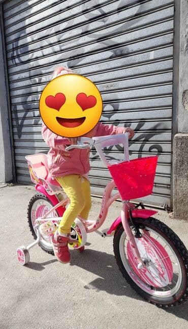 Dečiji bicikl za devojčice, roze boje sa dekoracijama u stilu