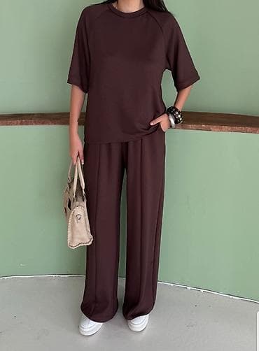 saranski komplet: Komplet široke pantalone visokog struka na lastiz i bocnim dzepovima — 4