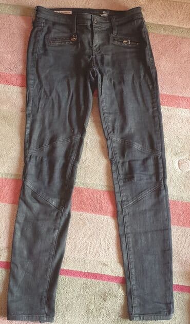 bajkerske čizme: Adriano goldschmied ag moto biker jeans bajker farmerke, crne — 6