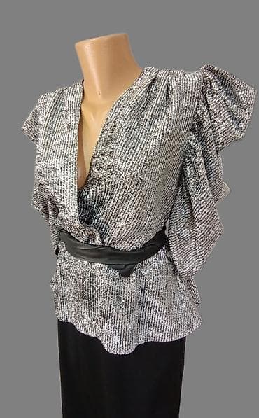 Elegantna ženska haljina sa sjajnim metalik efektom - Boja: srebrna