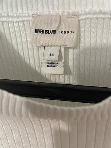 krem farmerke: Ribana pletena majica kratkih rukava – River Island London - Boja — 2