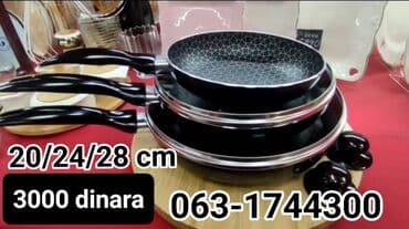 Set tiganja – 3 komada - Prečnici: 20 cm, 24 cm i 28 cm - Unutrašnja