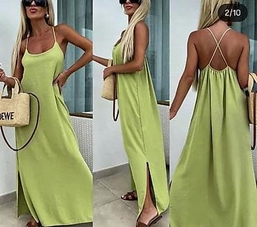 sorts mango: Lepršava duga letnja haljina sa tankim bretelama sa slicem. Leđa — 2
