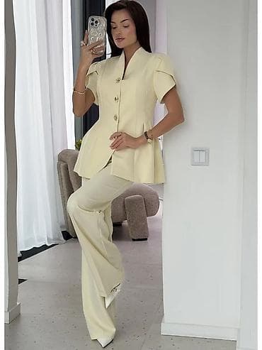 mindjuse sa cirkonima: 💫Ženski dvodelni komplet – sako/bluza sa kratkim rukavima i ravne — 10