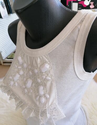 top ispod sakoa: S (EU 36), Cotton, Single-colored, color - White — 4
