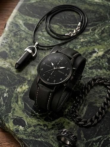new balance xc 72 muske: Muški set nakita i sat – elegantan crni stil - Ručni sat sa kvarcnim — 1
