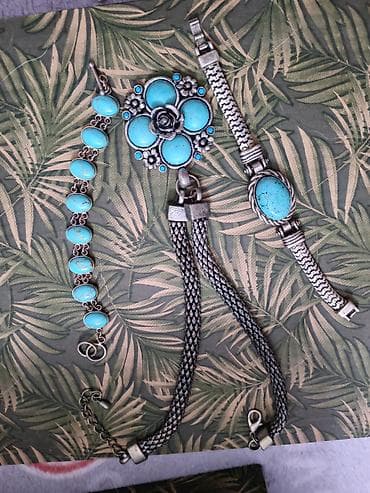 nakit od srebra: Set nakita sa tirkiznim elementima - Ogrlica sa velikim privjeskom u — 1