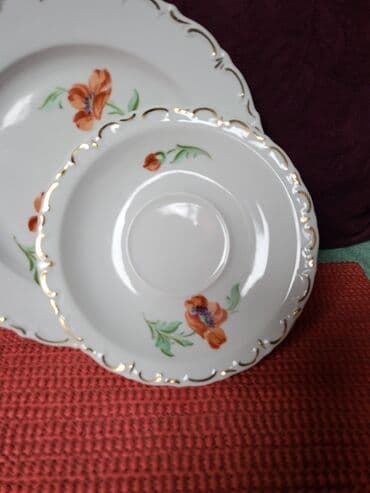 porcelanske solje za caj: Porcelanski nemacki set nemacki,rucna obrada,oslikavanje 70te. Set — 9