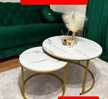 Kreveti: Set od dva kružna klub stola – moderan dizajn sa efektom belog — 2