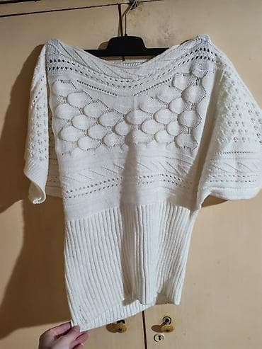 doca torbe nis: Bela pletena ženska bluzica/pončo kroja - Boja: čista bela - — 3