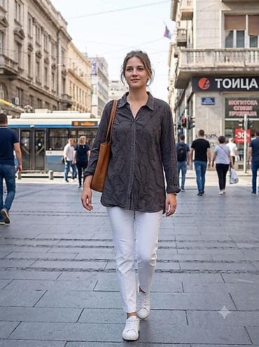 punije devojke: Ulla Popken ženska košulja – tamnosiva - Brend: Ulla Popken (etiketa — 1