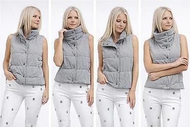 fen za bebe: Ženska prošivena prsluk-jakna bez rukava - Boja: siva, melanž - Kroj — 4