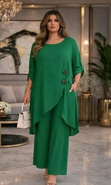 leprsave suknje: Elegantna dvodelna ženska komplet-za punije dame/odelo sa asimetričnom — 3