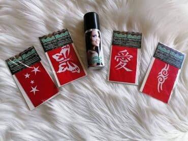 Sprej za tetoviranje + 4 šablona Uradite sami sebi tetovazu za par na lalafo.rs Sprej za tetoviranje + 4 šablona Uradite sami sebi tetovazu za par