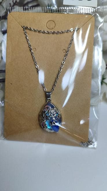 nike dunk cena: Ogrlica sa medaljonom – srebrnasti lančić i privjesak u obliku suze sa — 4