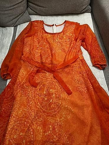 Haljine: Ženska haljina – narandžasta, midi/dužina do članaka, lepršava - — 3