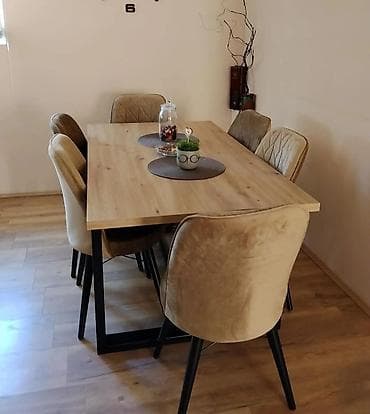 m namestaj: Tapacirane trpezarijske stolice – bež/peščana nijansa - Dizajn — 2