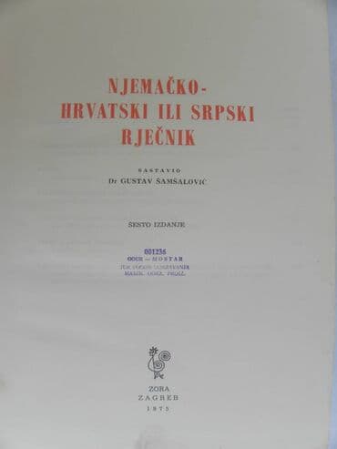 mračna strana psihologije knjiga: Knjiga:Njemačko hrvatski ili srpski rječnik /Gustav Šamšalović.1975 — 2