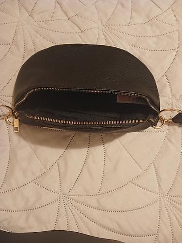 brojanica za bebe: Crna torbica preko ramena/struka (belt bag/bum bag) od teksturirane — 5