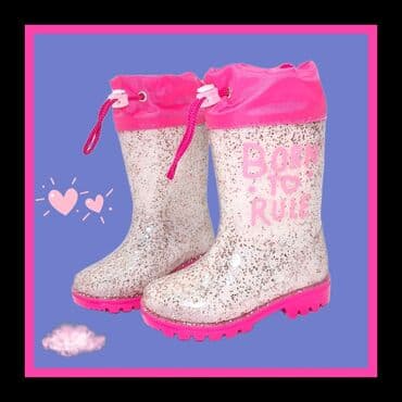 dečija obuća top: Predivan model gumenih cizmica sa sljokicastim nalicjem 100% — 2