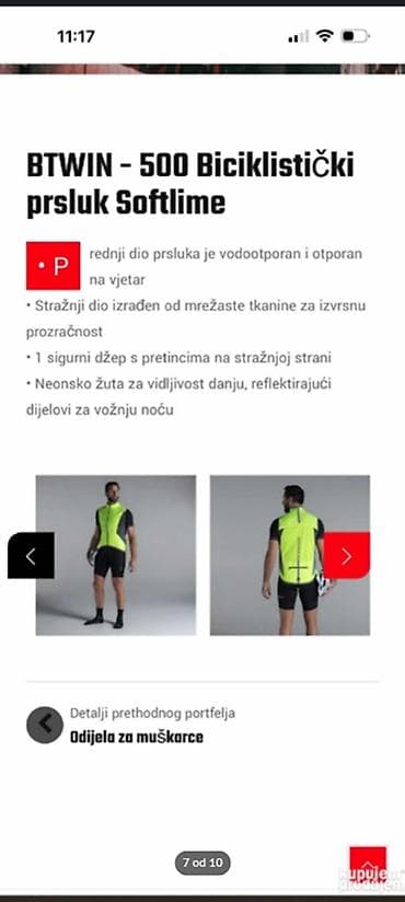 Sweatpants: Nov prsluk za bicikliste BTWIN, veličine XL. Prednji deo vodootporan i — 5